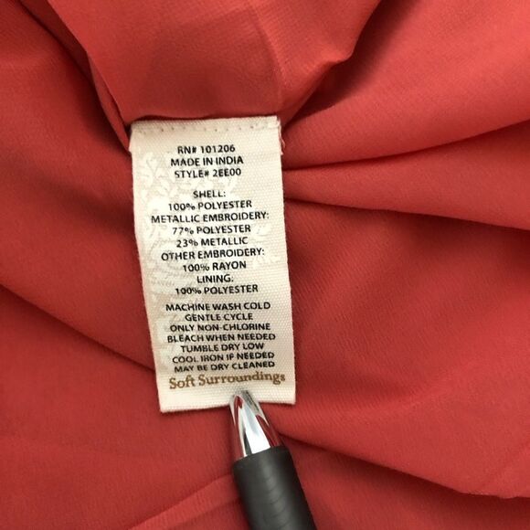 Soft Surroundings Embroidered Peasant Top - Color Brick Size Medium - Picture 10 of 12